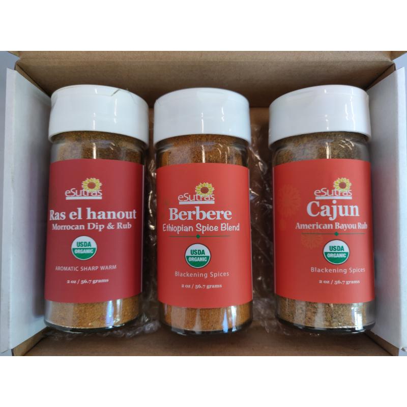 3 Rubs BBQ Grilling Spices Berebere, Cajun Ras el hanout